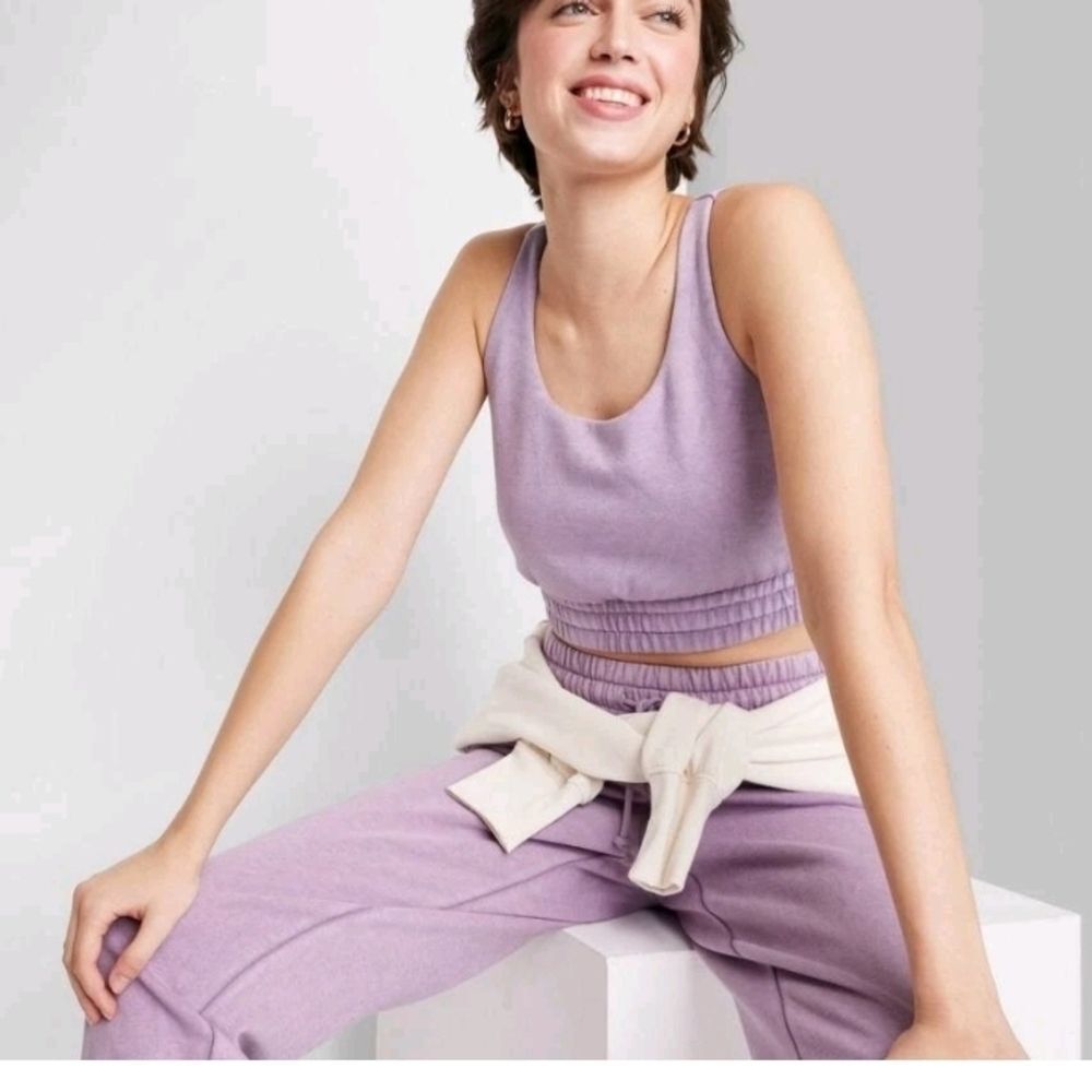 NEW Wild Fable Purple Lavender Sweatshirt Sports Bra Medium Nwt Womens Lounge - Picture 9 of 9
